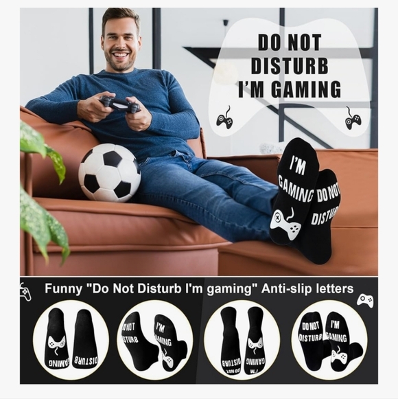 Do Not Disturb I’m Gaming Socks Black Socks In The Box Men Sz 6-12 - Picture 3 of 5